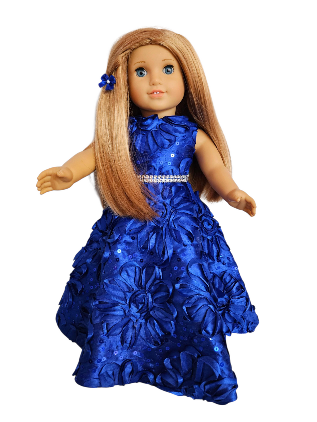 Royal Blue Ribbon Sequin Gown/handmade/AG doll/18 inch doll