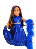 Royal Blue Sequin Gown/handmade/AG doll/18 inch doll