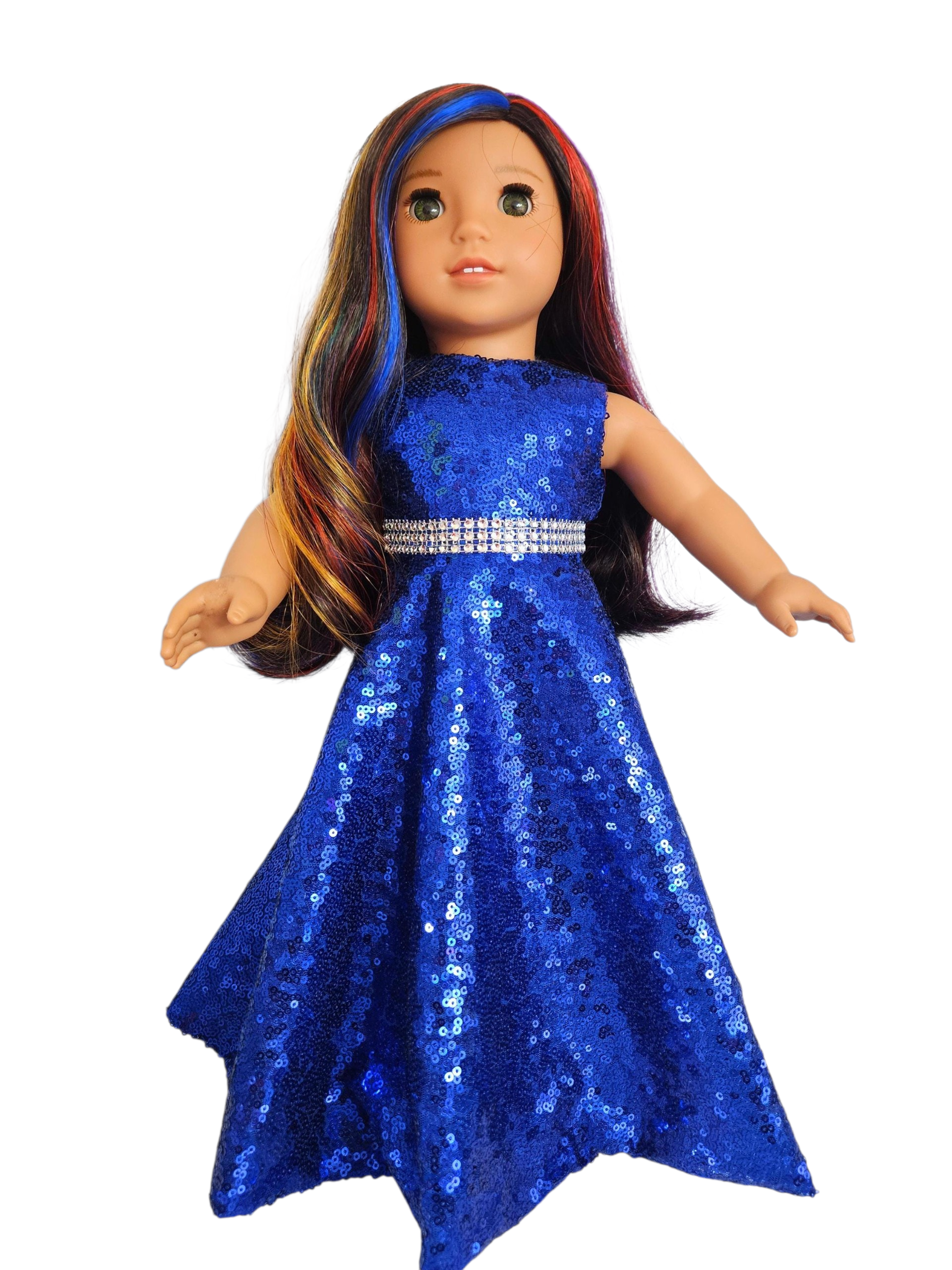 Royal Blue Sequin Gown/handmade/AG doll/18 inch doll