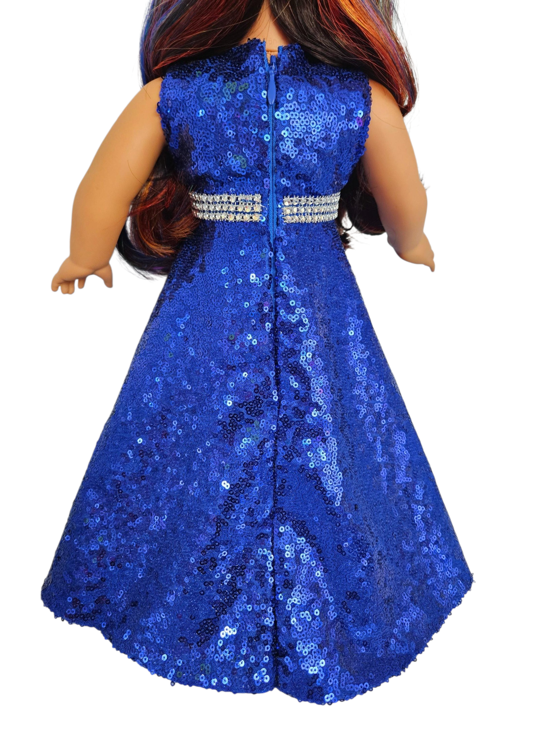 Royal Blue Sequin Gown/handmade/AG doll/18 inch doll