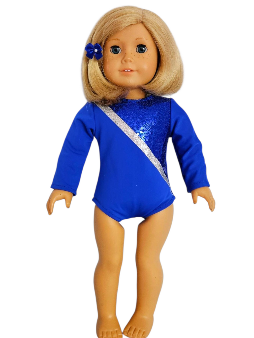 Royal Blue Spandex Sequin Gymnastic Leotard/handmade/AG doll/18 inch doll - #150