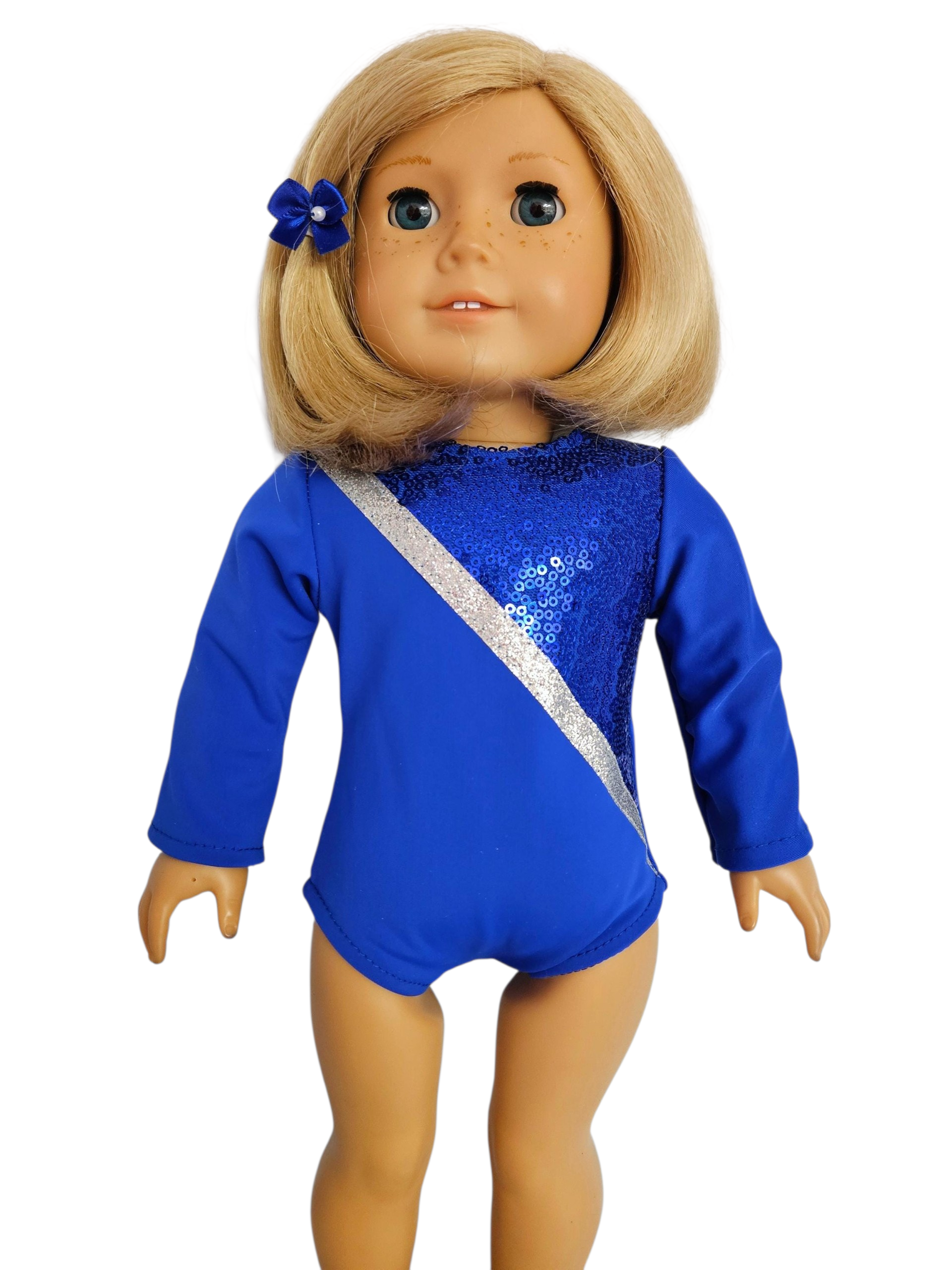 Royal Blue Spandex Sequin Gymnastic Leotard/handmade/AG doll/18 inch doll - #150