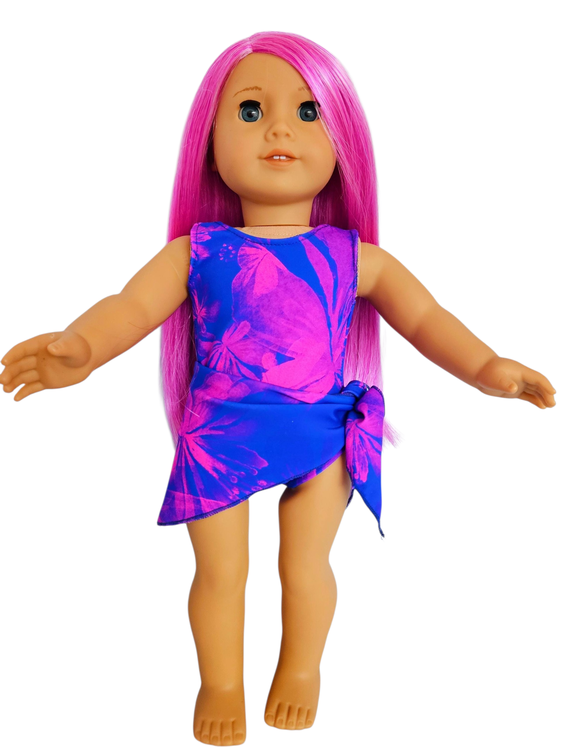 18 inch doll Neon Pink & Blue Swimsuit and Sash