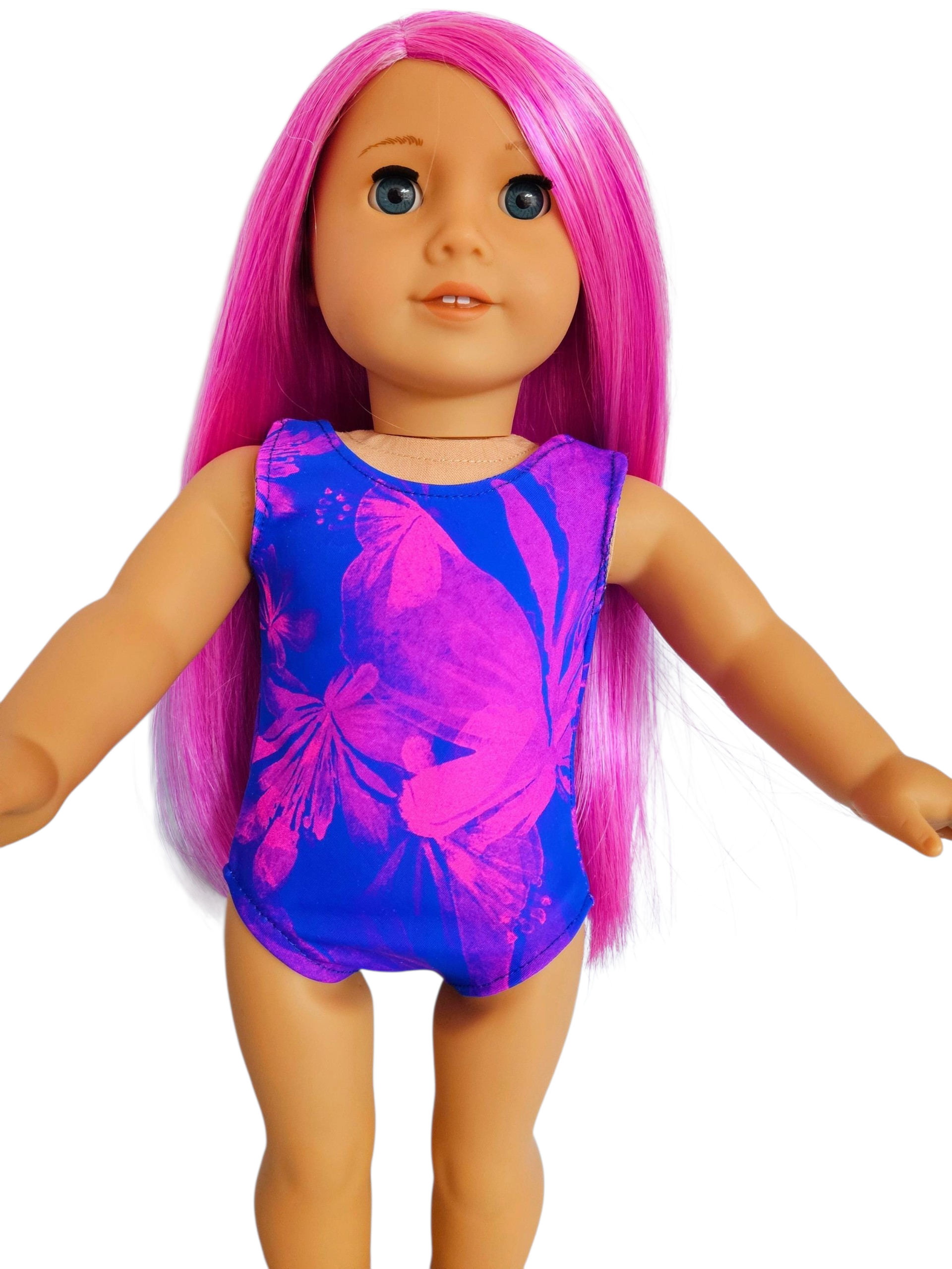 18 inch doll Neon Pink & Blue Swimsuit and Sash