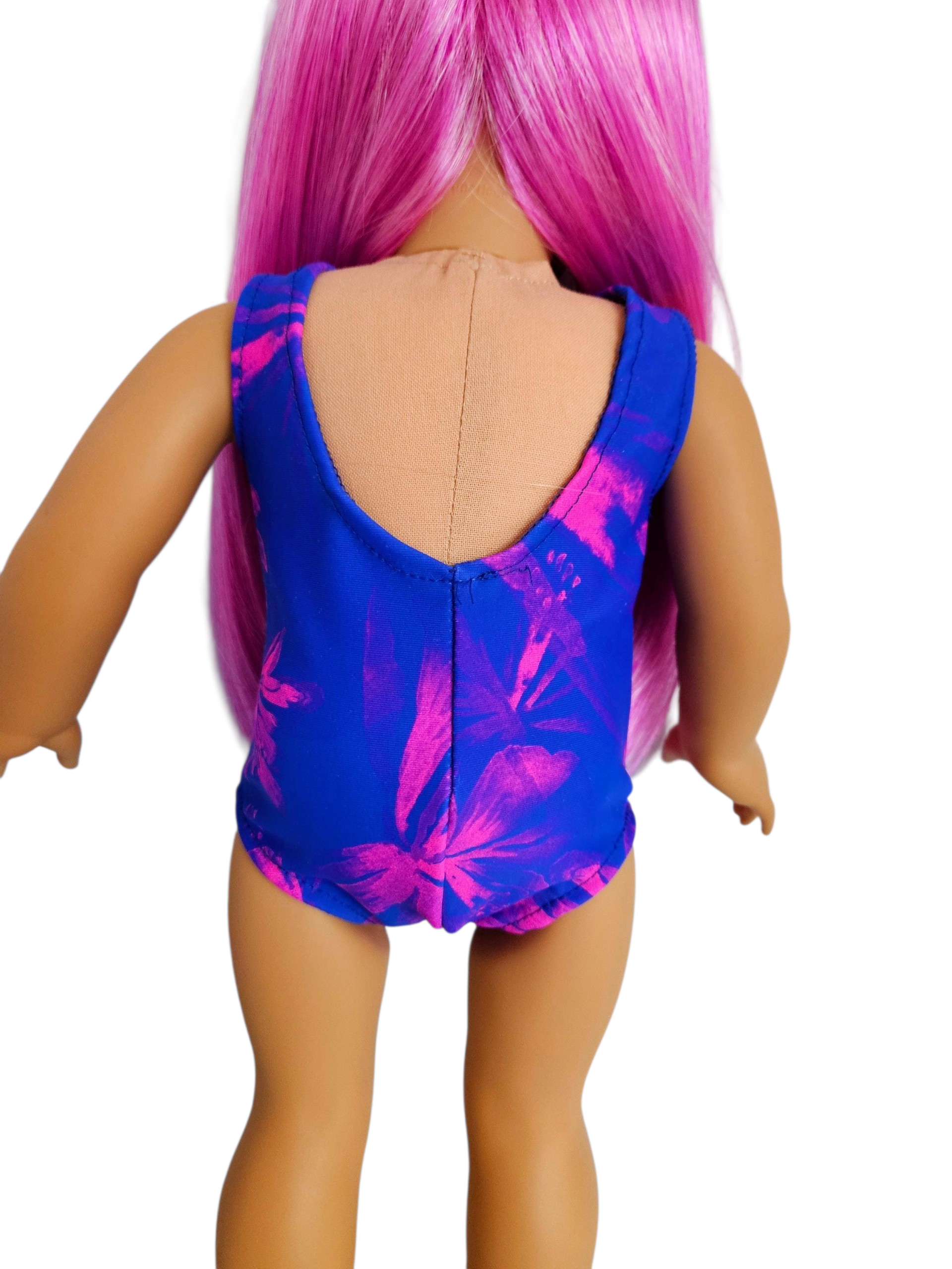 18 inch doll Neon Pink & Blue Swimsuit and Sash