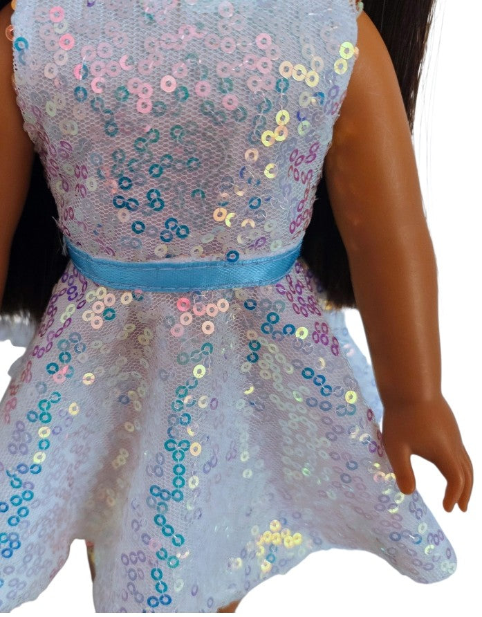 Wellie Wisher White Iridescent Sequin Dress #14