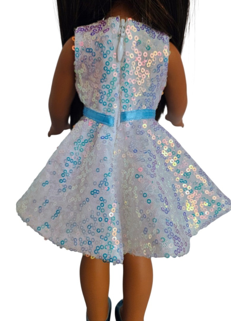 Wellie Wisher White Iridescent Sequin Dress #14