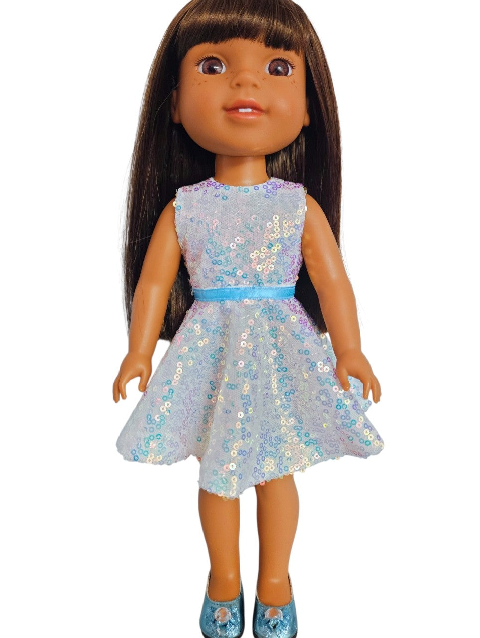 Wellie Wisher White Iridescent Sequin Dress #14
