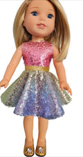 Wellie Wisher Rainbow Sequin Dress