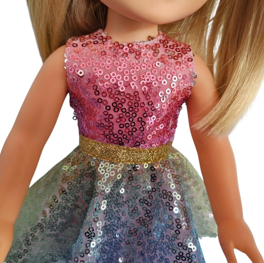Wellie Wisher Rainbow Sequin Dress
