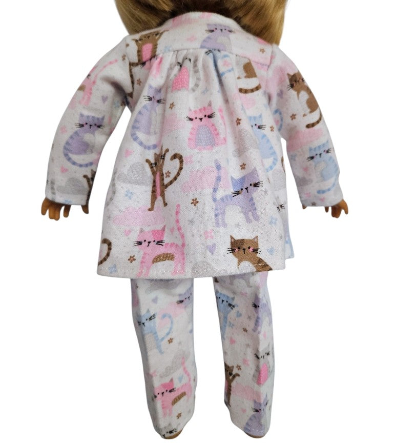 18 inch doll Flannel Pajamas Kitty Print