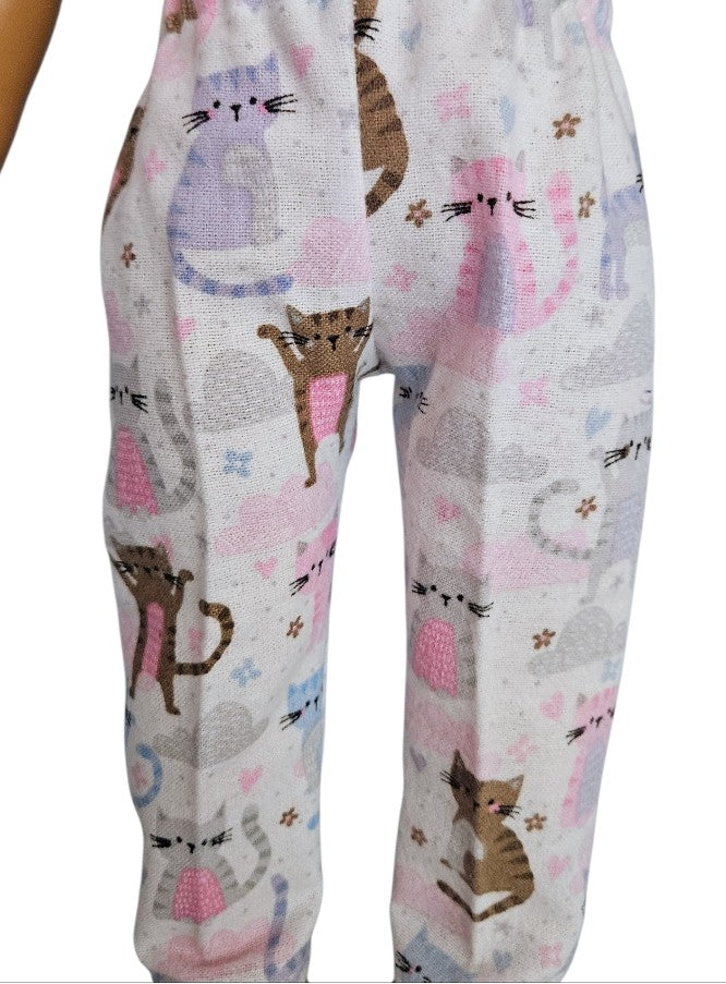 18 inch doll Flannel Pajamas Kitty Print
