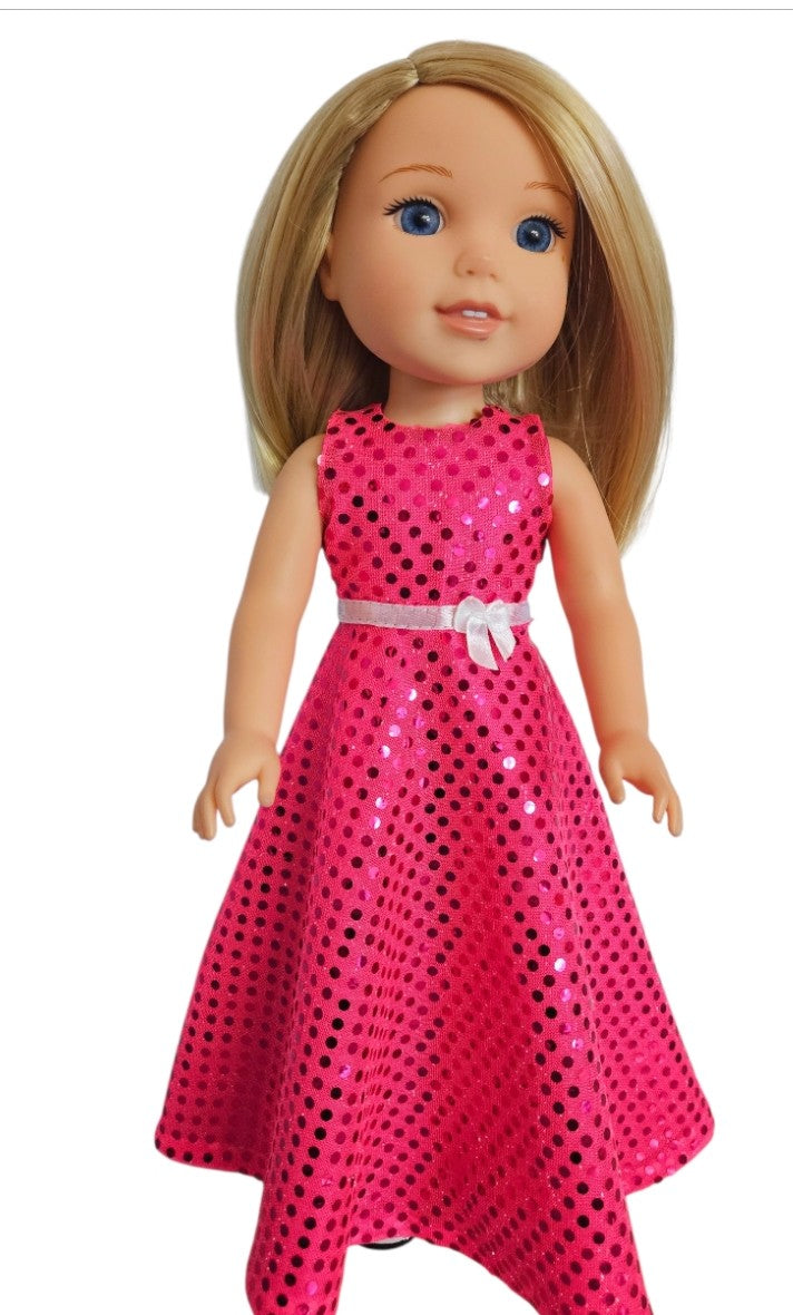 Wellie Wisher Neon Pink Sequin Gown #53