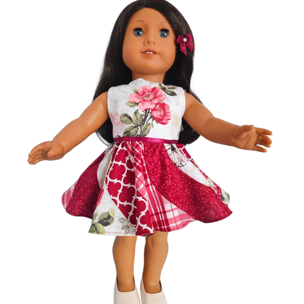 18 inch doll clothes Burgundy Swirl Dress American Girl Handmade
