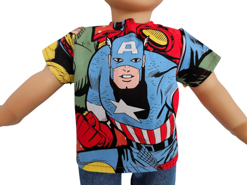 18 inch boy doll - Superhero Shirt and Jeans