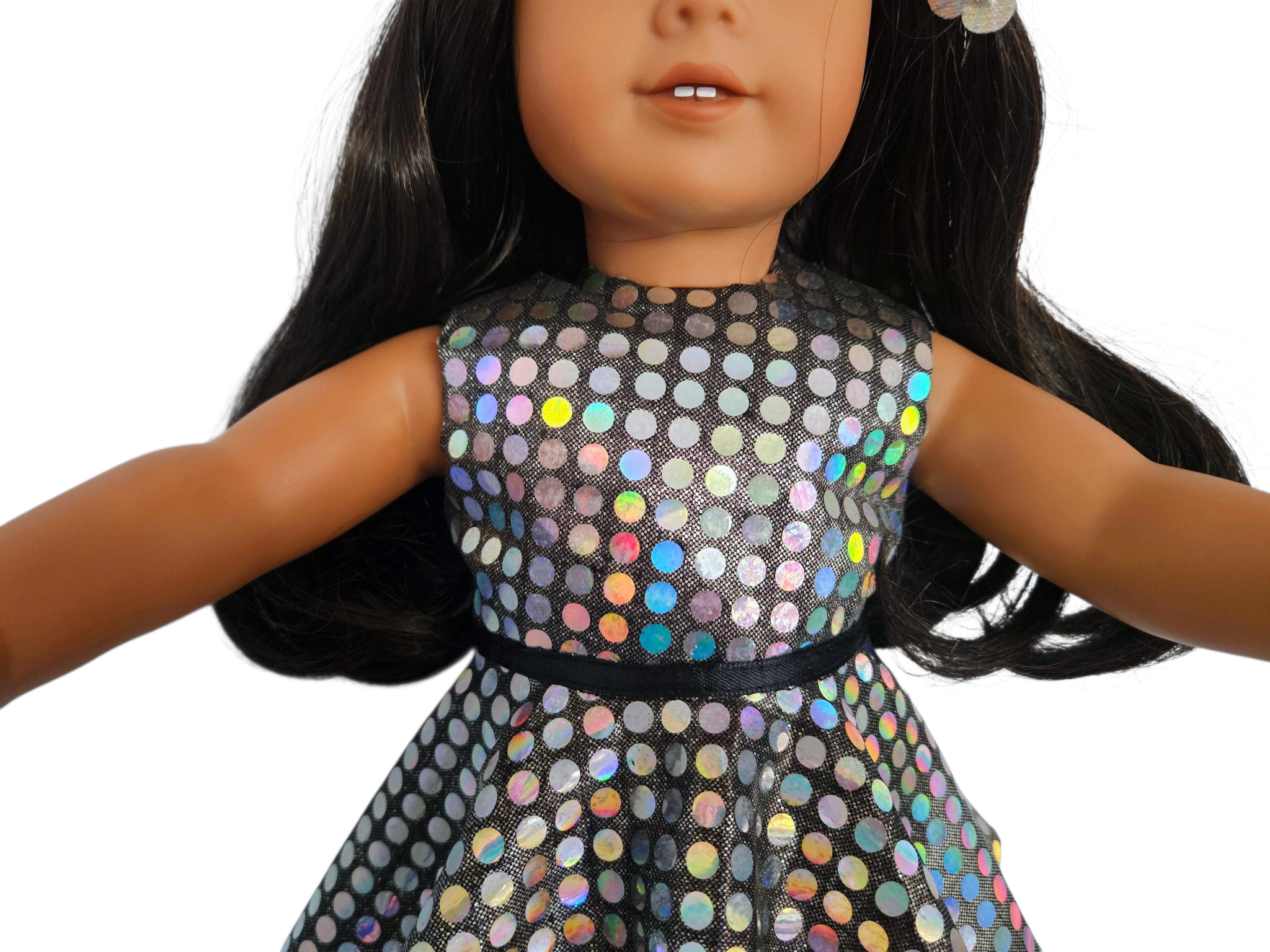 Silver Holographic Party Dress/handmade/American girl/18 inch doll - #115