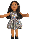 Silver Holographic Party Dress/handmade/American girl/18 inch doll - #115
