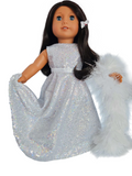 Silver Iridescent Sequin Gown/handmade/AG doll/18 inch doll