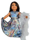 Silver Metallic Velvet Gown and Boa/handmade/AG doll/18 inch doll - #802