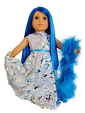 Silver Sequin Gown and Boa/handmade/AG doll/18 inch doll- Last One!