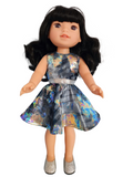 Silver Tye Dye Velvet Dress/handmade/Wellie doll