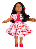 Valentine Hearts Dress and Jacket/handmade/AG doll/18 inch doll