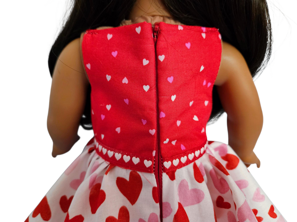 Valentine Hearts Dress and Jacket/handmade/AG doll/18 inch doll