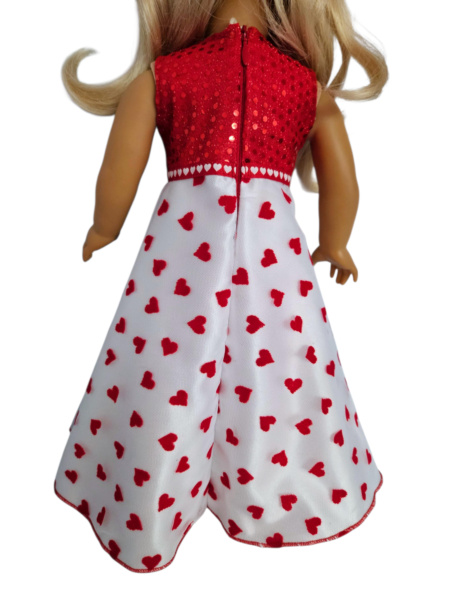 Valentine Hearts Sequin Gown and Boa/handmade/AG doll/18 inch doll