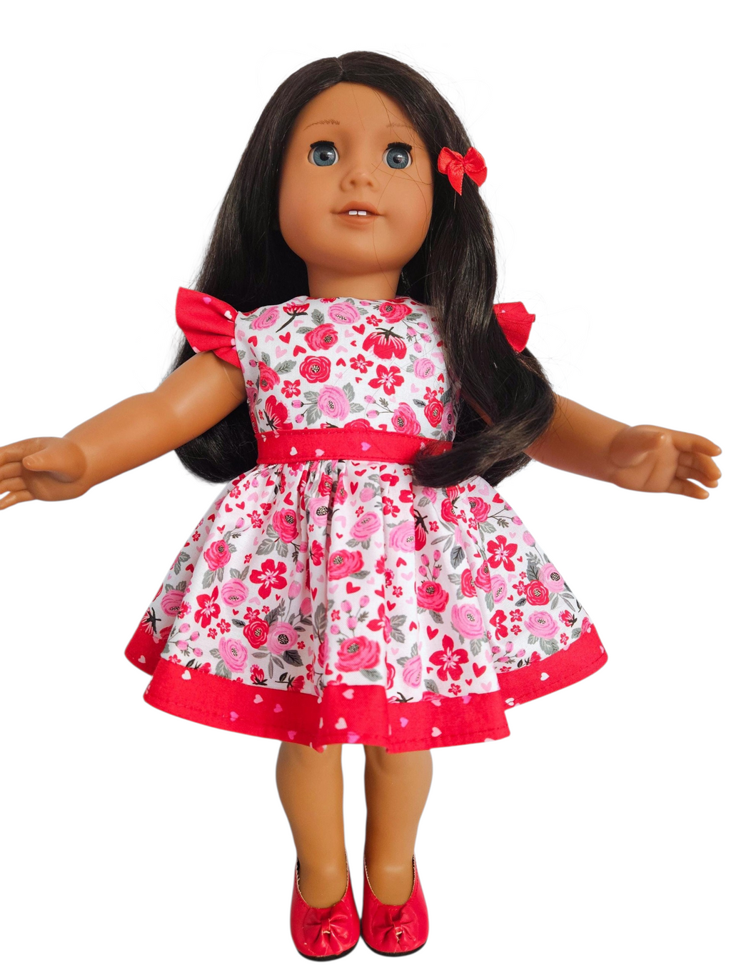 Valentine Ruffled Dress/handmade/AG doll/18 inch doll