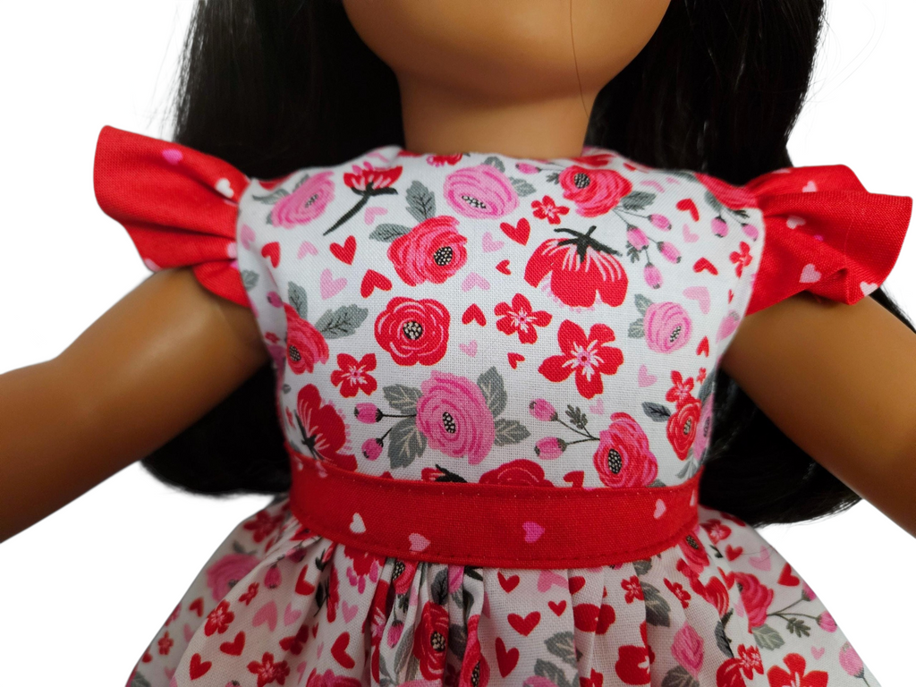 Valentine Ruffled Dress/handmade/AG doll/18 inch doll