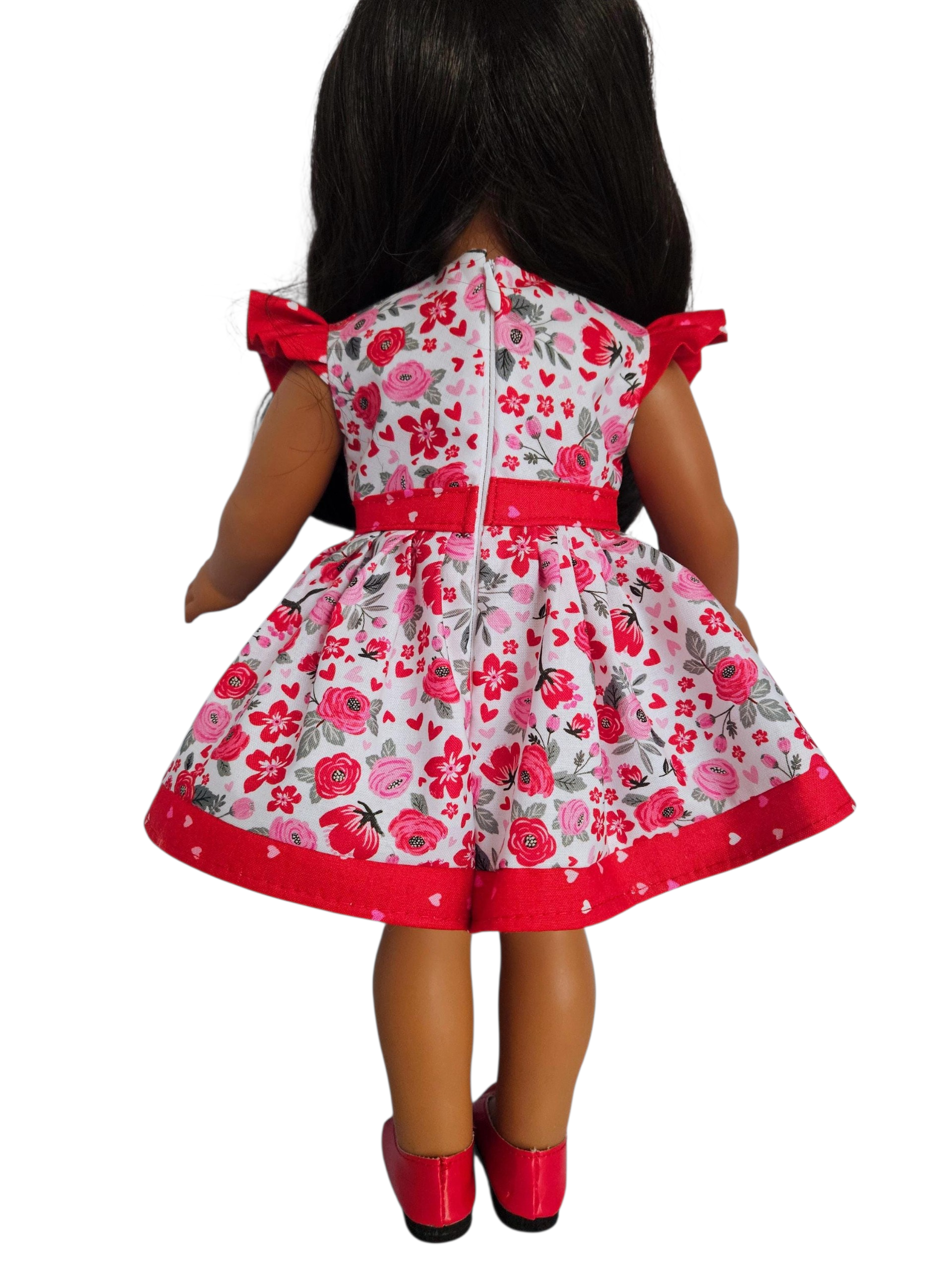 Valentine Ruffled Dress/handmade/AG doll/18 inch doll