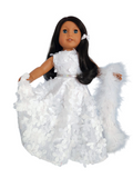 White 3D Petals Gown with Boa/handmade/AG doll/18 inch doll