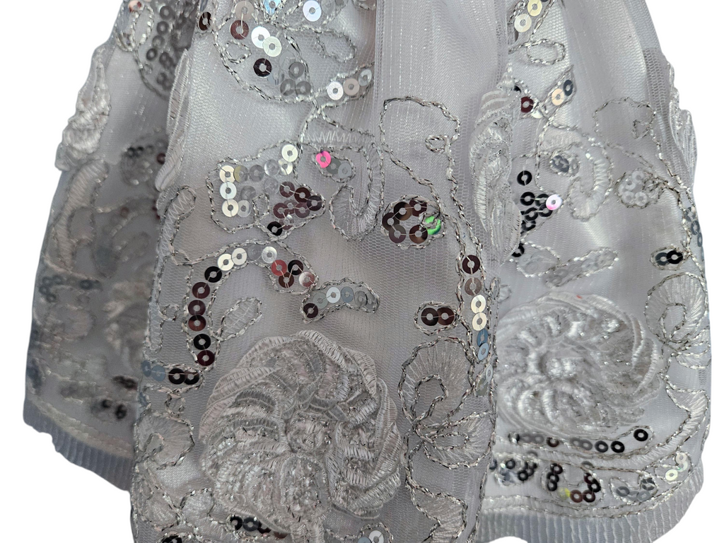 White Embroidered Sequin Gown/handmade/AG doll/18 inch doll - #803