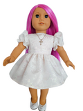 White First Communion Dress and Necklace/handmade/AG doll/18 inch doll