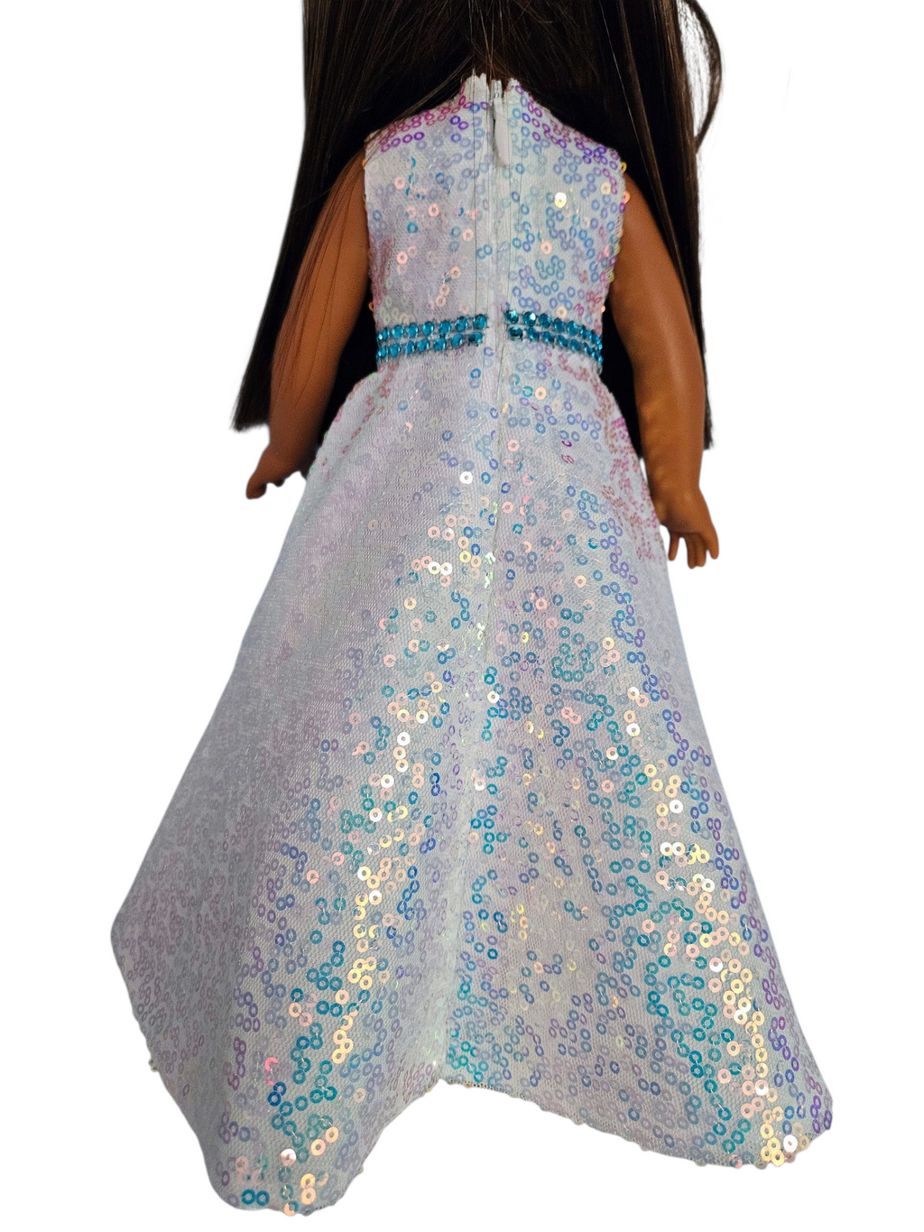 White Iridescent Sequin Gown and AG doll/18 inch doll - #800