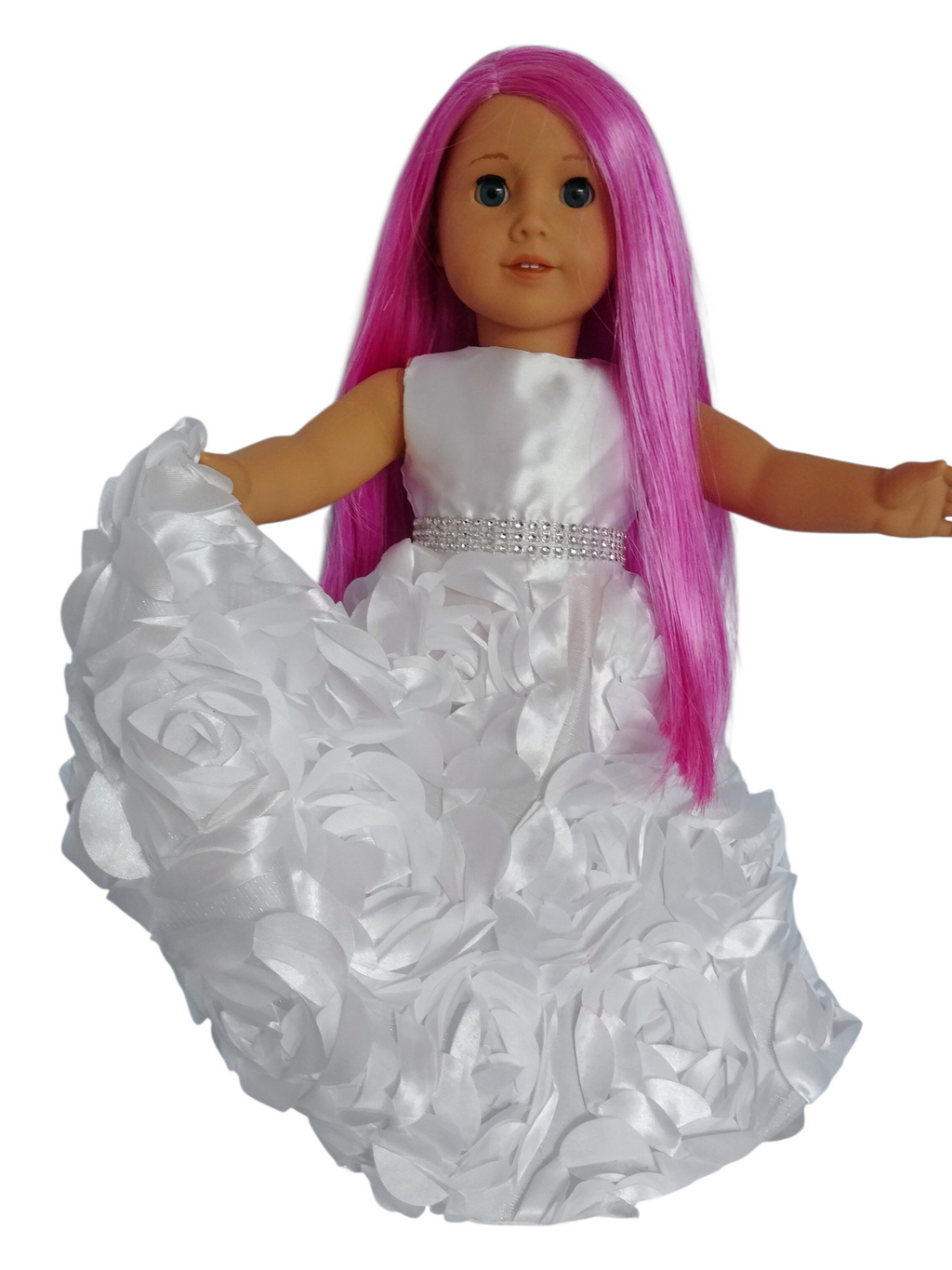 White Ribbon Rose Gown/handmade/AG doll/18 inch doll - #262