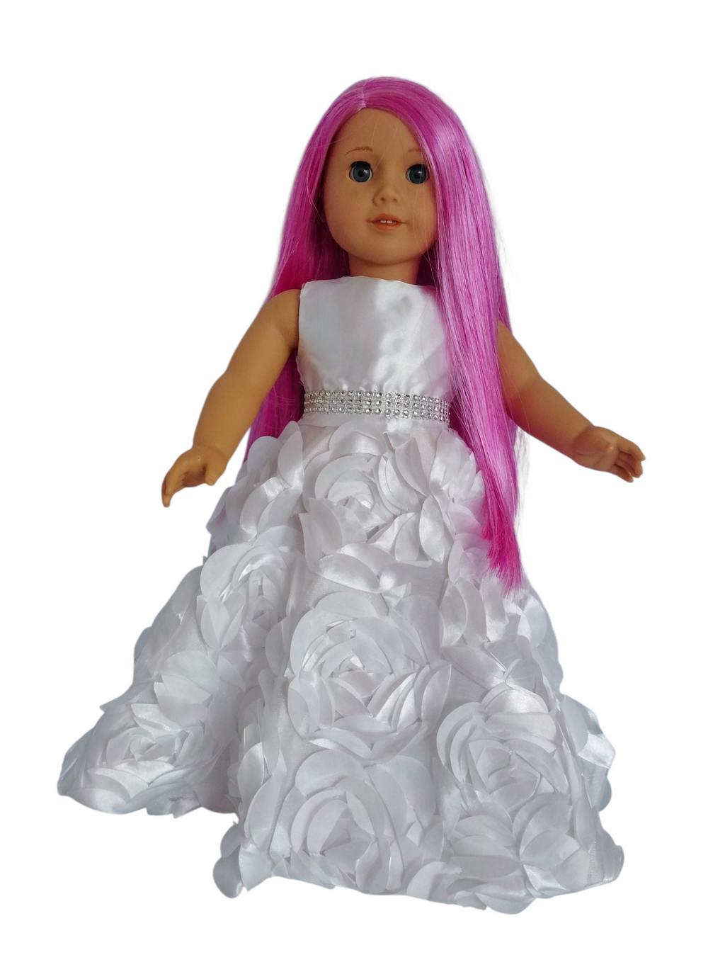 White Ribbon Rose Gown/handmade/AG doll/18 inch doll - #262