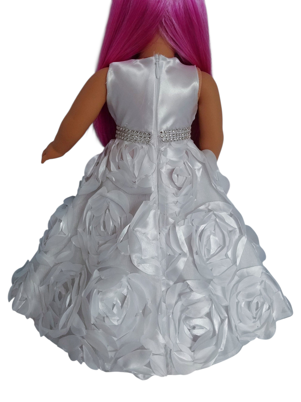White Ribbon Rose Gown/handmade/AG doll/18 inch doll - #262