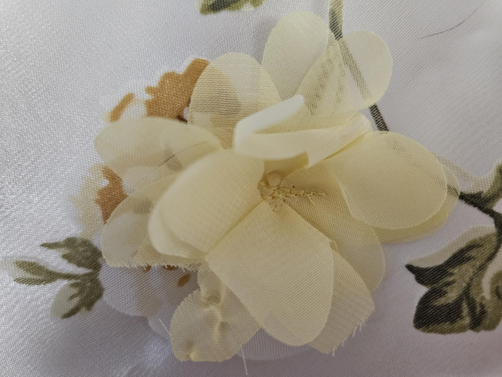 Yellow/White 3D Floral Gown and Boa/handmade/AG doll/18 inch doll - # 604