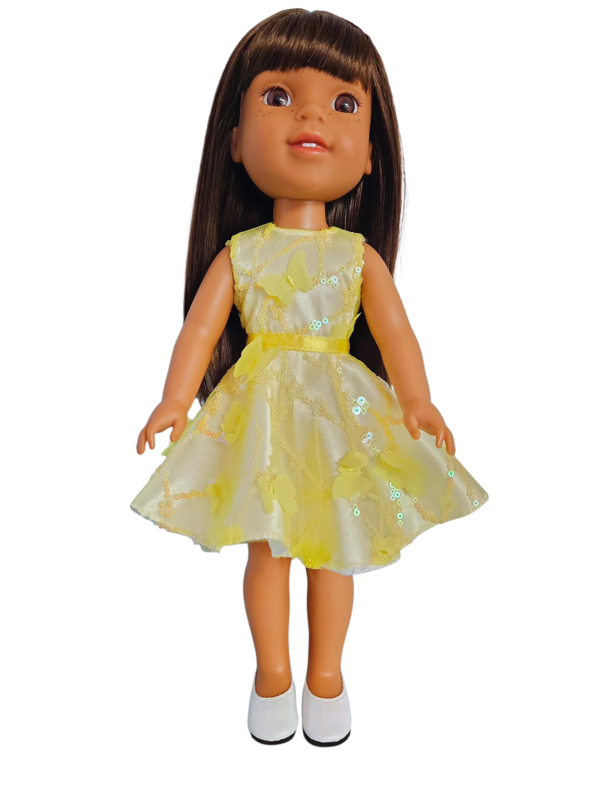 Yellow Butterfly/Sequin Dress/handmade/Wellie wisher