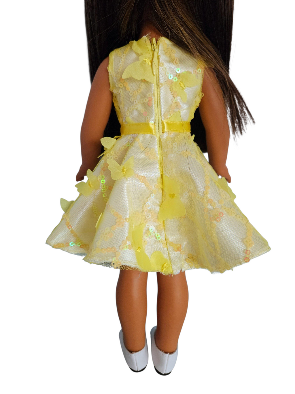 Yellow Butterfly/Sequin Dress/handmade/Wellie wisher