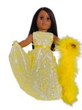 Yellow 3D Butterfly Sequin Gown and Boa/handmade/AG dolll/18 inch doll - #607