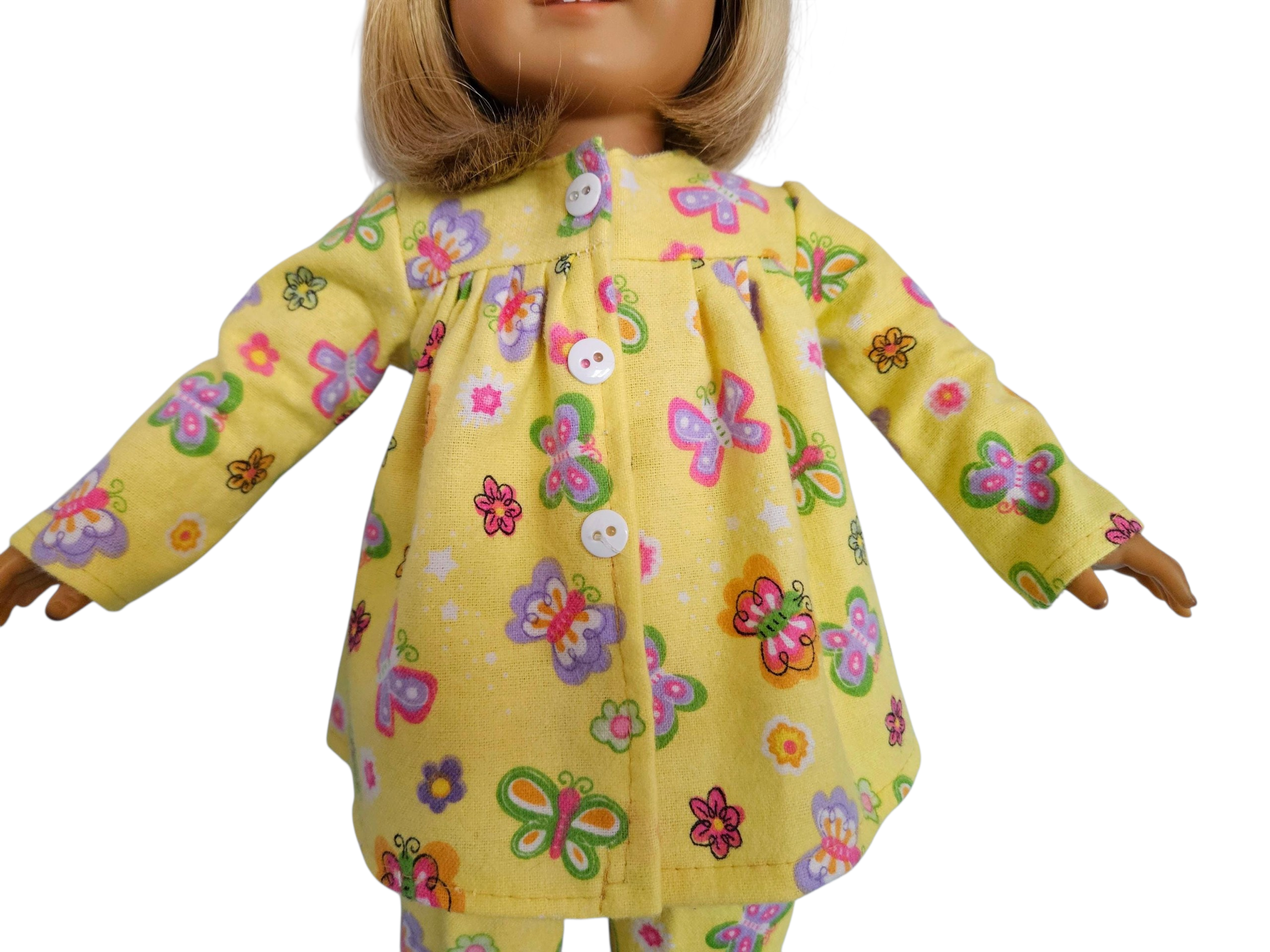 Yellow Flannel Pajamas/handmade/AG doll/18 inch doll