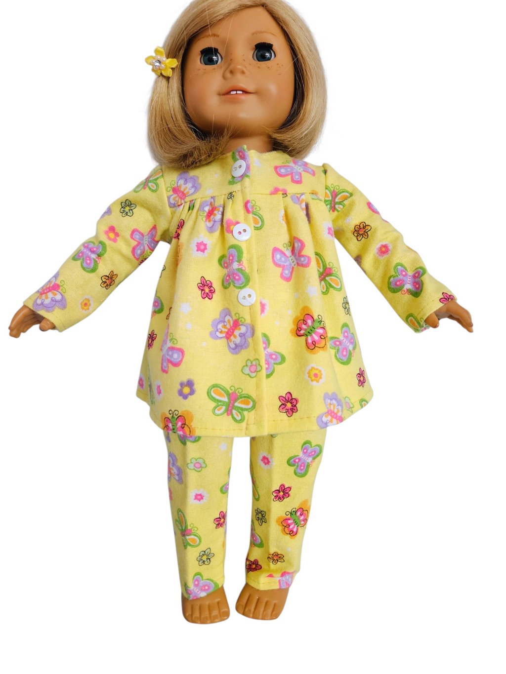 Yellow Flannel Pajamas/handmade/AG doll/18 inch doll