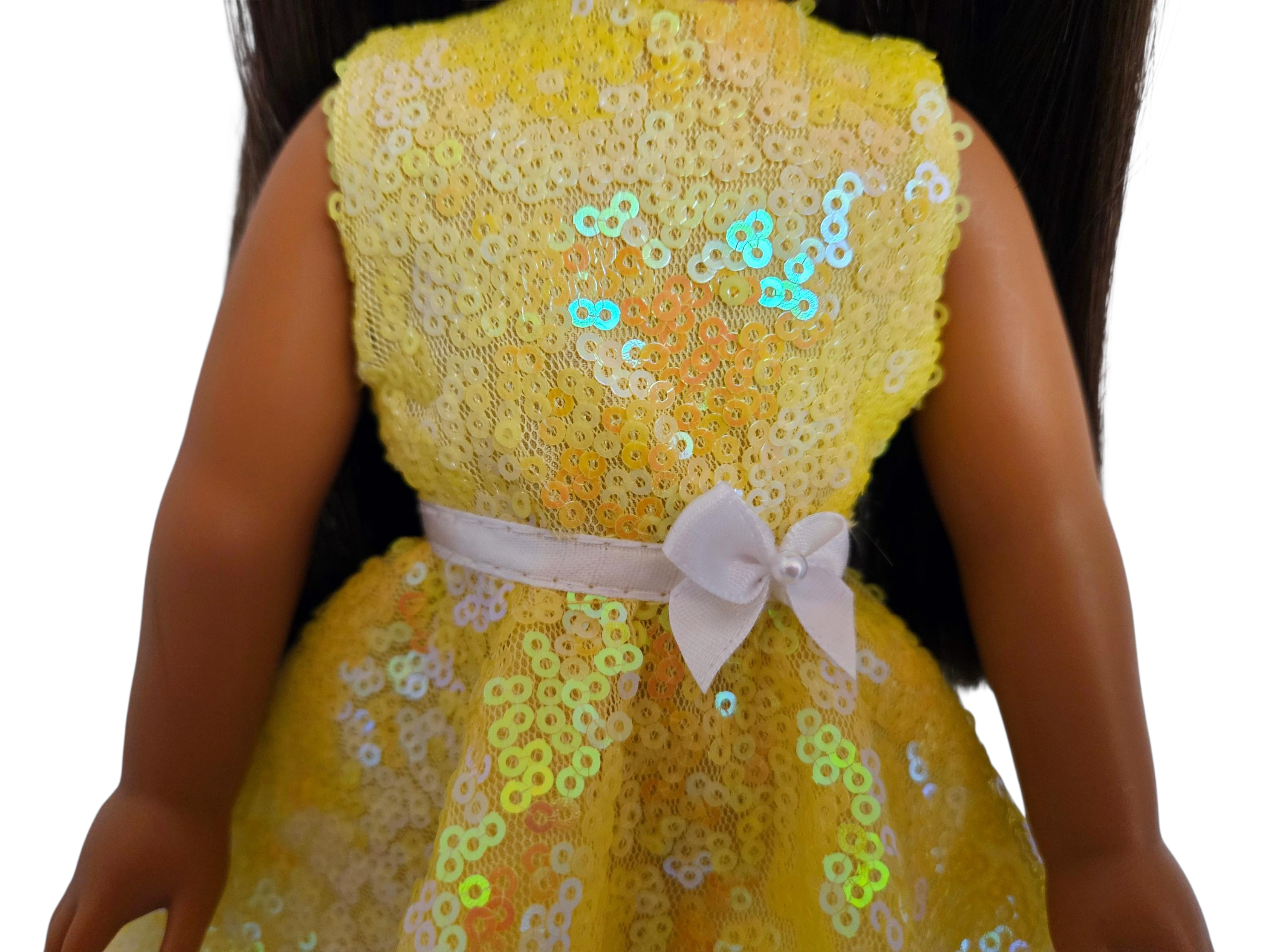 Yellow Iridescent Sequin Dress for Wellie Wisher doll/14.5 inch doll/handmade
