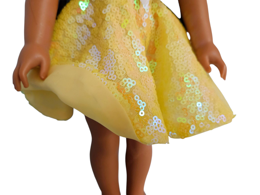 Yellow Iridescent Sequin Dress for Wellie Wisher doll/14.5 inch doll/handmade