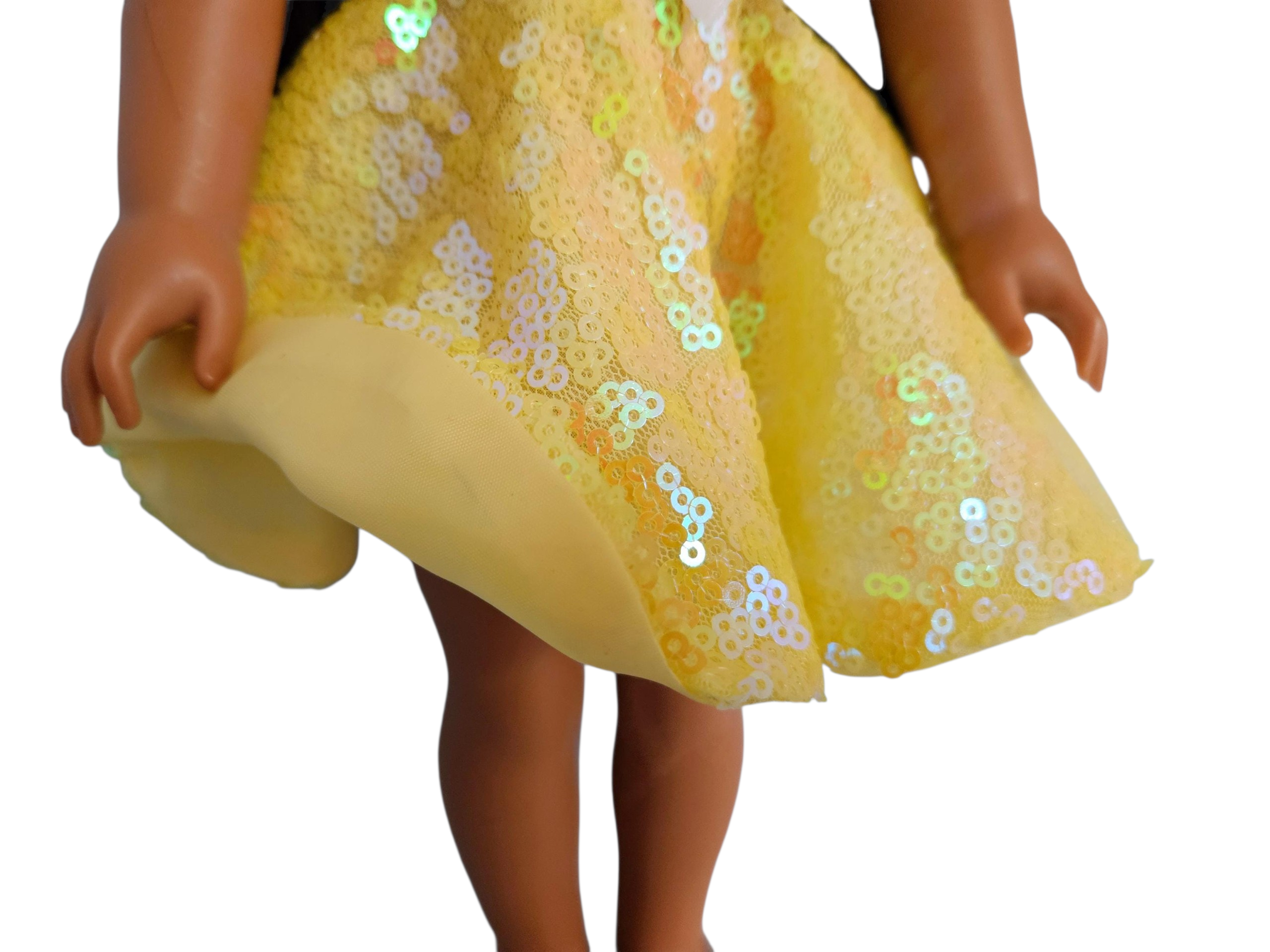 Yellow Iridescent Sequin Dress for Wellie Wisher doll/14.5 inch doll/handmade