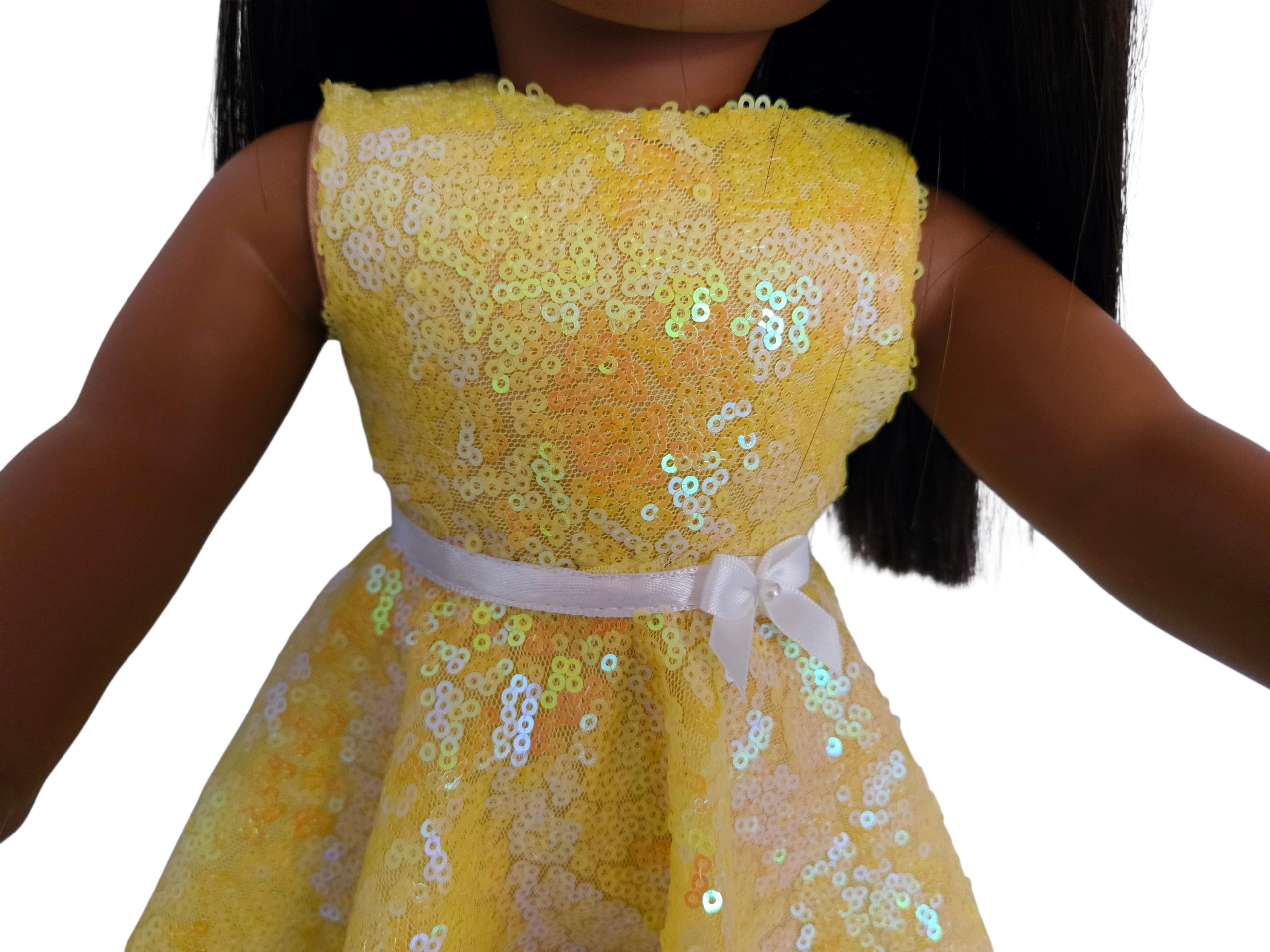 Yellow Sequin Party Dress/handmade/AG doll/18 inch doll
