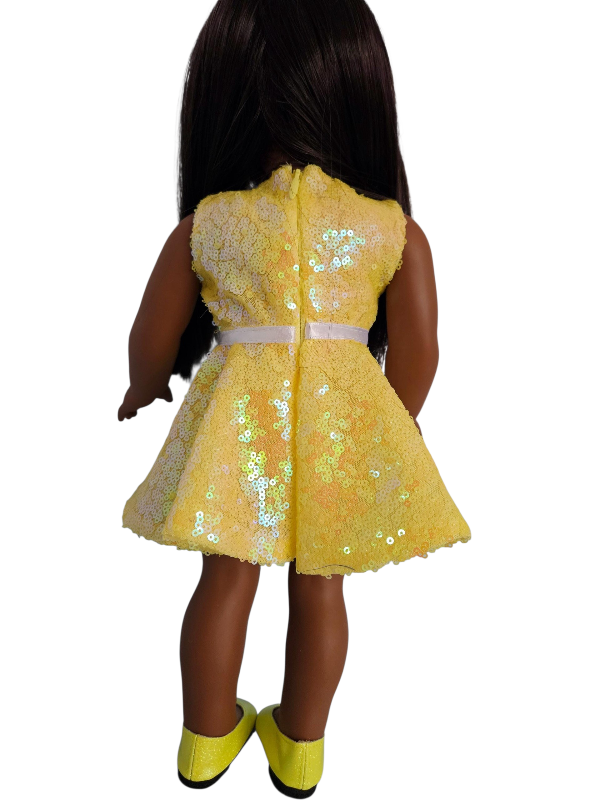 Yellow Sequin Party Dress/handmade/AG doll/18 inch doll