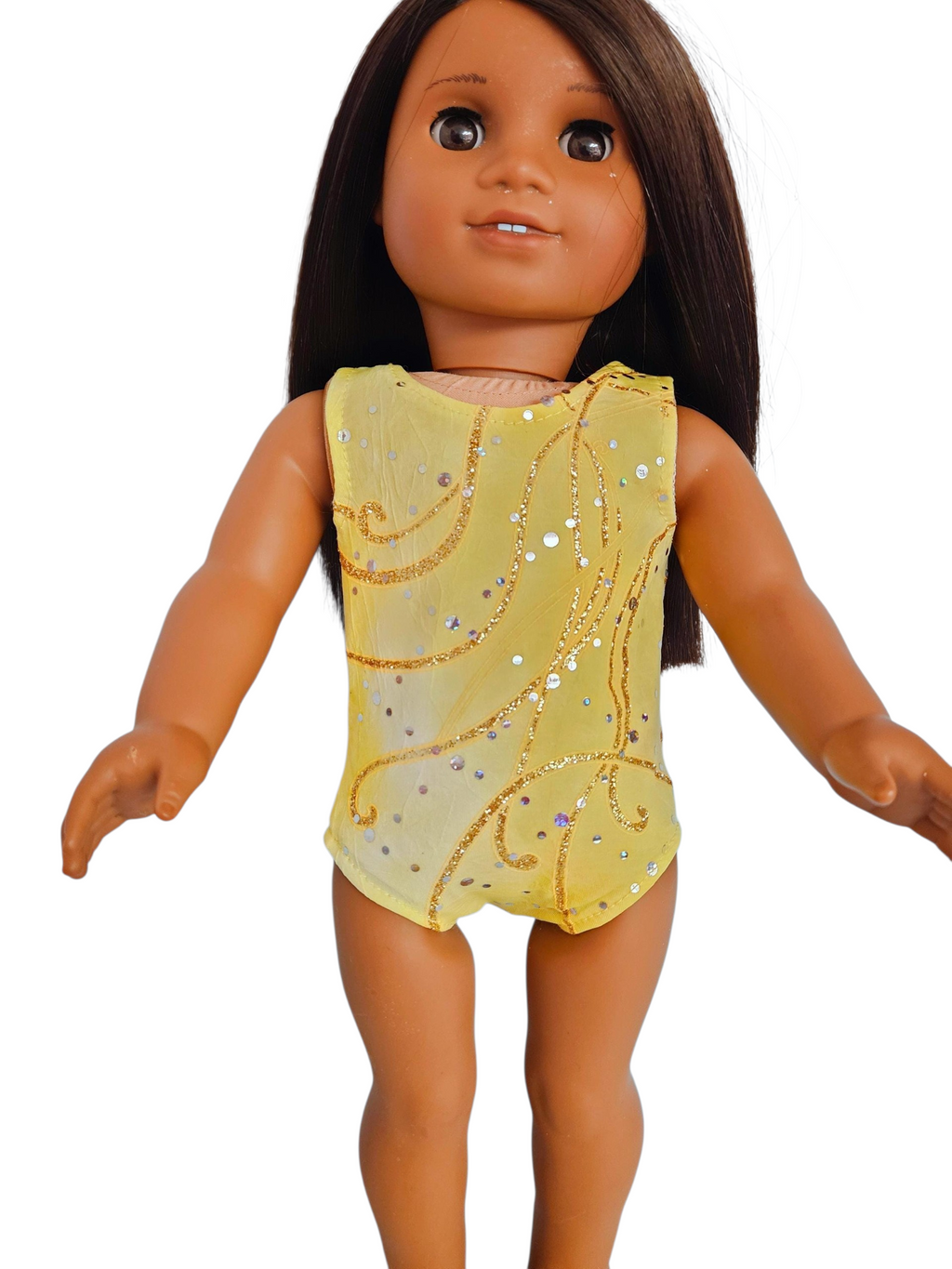 18 inch doll Yellow Sequin Swimsuit & Sash